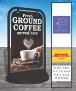 Freshly Ground Coffee Served Here Pavement Sign A Board Shop Drinks ECO SWINGER