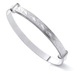 Sterling Silver Expanding Baby Bangle - DOLPHIN PATTERN -  NEW - Gift Boxed