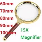 60/70/80/90/100mm 15x Magnifying Glass Handheld Aid Big Large Reading Jewelry