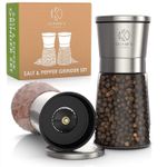 Salt and Pepper Grinder Set - 2 Quality Ceramic & Glass Mills - Olivers Kitchen