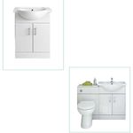 Cabinet Vanity Unit Sink Basin Storage Bathroom Set Bundle White Furniture