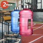 2 2Litres Water Bottle Motivational Drink Flask BPA Free Sport Gym Bottle