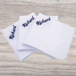 Personalised Handkerchief Embroidered Name 100% Cotton White Hanky 40cm