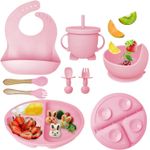 Set of 8 Silicone Baby Feeding Set Led Weaning Supplies BPA Free Self Eating New