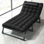 Sun Lounger Folding Recliner Chair Garden Outdoor Bed with Mattress And Pillow