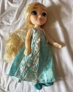 Disney Frozen Elsa Play Doll 250mm Blonde Wavy Hair Blue Dress