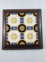 Antique Framed Geometric Floor Tile With Some Damage