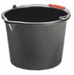 Heavy Duty Builder's Bucket 12L 15L 20L | Black Plastic Metal Handle Mixing DIY