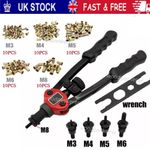 51PCS Threaded Nut Riveter Gun M3-M8 Insert Tool Riveter Rivnut Nutsert Kit Set