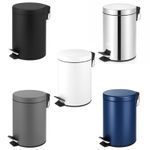 Pedal Bin Round Waste Bathroom Bin 3 Litre Steel Painted Inner Removable Bucket 