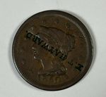 1850 United States Large Cent 1C Coin E.T Hayward Counterstamp RARE