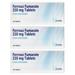 Ferrous Fumarate 210mg, Iron Tablets, Deficiency 252 tablets (3 Packs of 84)