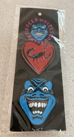 SANTA CRUZ - Speed Wheels - 2 X Pin Set / Badge -  Skateboard - Jim Phillips OJ