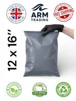 Grey Mailing Bags 12 x 16 Inch Large Self Seal Extra Strong Plastic Mail Bags