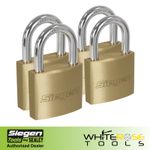 Siegen Padlock 4pk with Brass Cylinder 40mm Keyed Alike Brass Body Sealey 