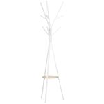 HOMCOM 180cm Coat Rack Metal Clothes and Scarves Hat Hanger Hall Tree 9 Hooks-Wh