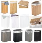 Bamboo Laundry Basket With Lid And Liner Foldable Washing Clothes Bin Hamper New