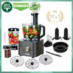 11 in 1 Food Processor Chopper 3.2L+1.5L Mixer Electric Large Blender 3 Speed