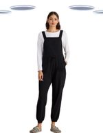 Ex White Stuff Women's Dungarees - Sleeveless Jersey Solid Black (Slight Defect)
