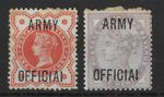 GB QV 0.5d & 1d Army Officials both with 'OFFICIAI' Error SG.O41a/O43a