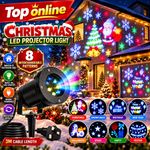 CHRISTMAS PROJECTOR LIGHTS 8 SLIDES MOVING SNOWFLAKE STAR SHOWER OUTDOOR UK