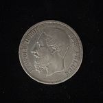 Belgium 1867 5 Francs Leopold II Silver .900 Dot After F Small Head KM#24