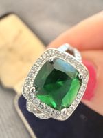 Ladies Ring blue square style silver vintage statement costume Sizes L, P-U