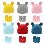 Baby Girl Boy Unisex Newborn Scratch Mitten Hat Cotton Knot Hospital Infant Set