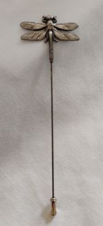 Dragonfly Insect Silver Tone Metal Hat Pin Vintage Art Nouveau Costume Jewellery