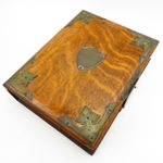 Antique Book Shaped Wooden Oak? Writing Box Stationary