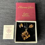 Vetro Di Murano Italy  Murano Glass Egitor Pendant Necklace Earring Set NEW
