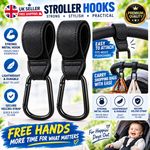 2x Leather Buggy Clips Pram Hooks For Bags Baby Pushchair Clips Stroller Hooks.