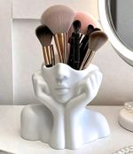 Abstract Face Makeup brush holder in white