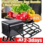 62L Food Delivery Bag + Rear Rack For Motorcycle Bike Food Delivery Drivers Kit