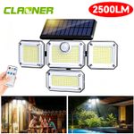 4 Head LED Solar Motion Sensor Wall Lights Outdoor Garden Security Flood Lamp