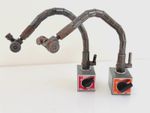 Two Mitutoyo 7012-10, Magnetic Bases, Flexible Post, For 3/8" and 6mm/8mm Stems,