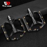 WEST BIKING Carbon Fiber Axle Tube 3 Sealed Bearings MTB Bike Pedals 9/16" Black