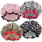 Shower Cap Women Bath Hat Hair Reusable Elastic Salon Cover Waterproof Bathing.