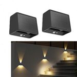 4X LED Solar Wall Lights Motion Sensor Up Down Sconces Outdoor Fence Wall Lamps