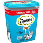 2 x 350g Dreamies Adult Cat Treats Mega Tub Salmon Cat Biscuits 700g BB-Jan26