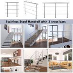 Stainless Steel Handrail Outdoor&Indoor 3 Cross bars Balustrade Stair Grab Rail