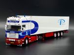 Scania 164L topline 4x2 reefer trailer 3 axle Marcel Post WSI truck models 1:50