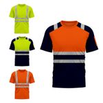 Mens High Visibility Hi Vis Viz Polo T Shirt Safety Security Work Top Two 2 Tone