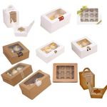 VDL Windowed Cupcake Boxes W/ Inner Trays 1 2 4 6 12 Cup Cakes