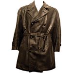 60'S Leather Biker Coat Jacket Double Breasted Italian Ex Govt Wool Lined Black