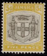 JAMAICA EDVII SG36, 5d grey & yellow, NH MINT. Cat £24.