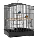 PawHut 59cm Large Bird Cage with Perches, Food Bowls, Swing, Black