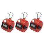 Pitch Counter Clicker, 4-Digit Number Clicker for Counting 3 Pcs Red