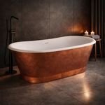 Ezra Copper Freestanding Bath 1690mm Double Ended With White Waste