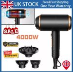 Professional Hair Dryer 4000W Fast Drying Ionic Hairdryer with Diffuser UK stock